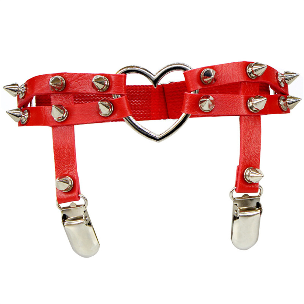 1Pcs Women Punk Goth Heart PU  - огляд і ціна Garter Belt Set